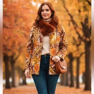 90s Laura Ashley Tropical Flower Fitted Jacket - Bold Maximalist Floral - Size L